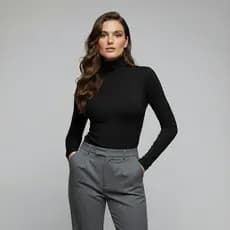 BLUSA FEMININA MANGA LONGA GOLA ALTA  CACHARREL INVERNO FRIO