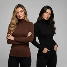 blusa manga longa suplex gola alta inverno moda estilo cacharrel