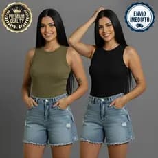 REGATA FEMININA Canelado Premium Basica Verao Casual