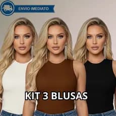 KIT 3 Regata Feminina Canelada Basica Premium Macio Confortavel Verao justa