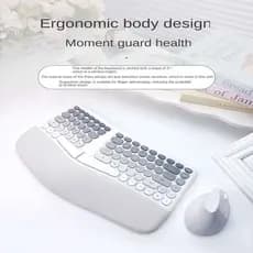 Jomaa & Mofii Conjunto De Teclado E Mouse Sem Fio USB 2.4G Vertical Dividido Ergonômico De 84 Teclas Com Descanso Para A