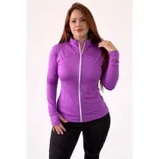 Casaco Feminino Slim Dry Fit Academia Corrida Gola Alta Ziper Luvinha Manga Longa