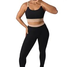 Conjunto Fitness Feminino Anarruga Top Alça + Legging Cintura Alta Academia Treino Corrida