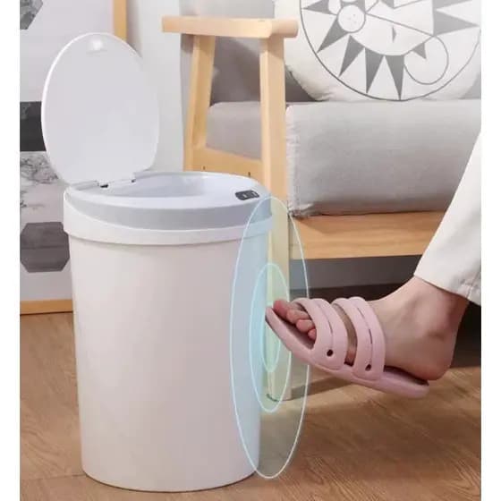 Lixeira Automática USB Recarregável Sensor Sujeira Balde Cozinha Banheiro Redonda