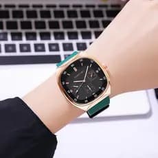 Relógio Esportivo Casual De Quartzo Para Estudantes Preto/Marrom Pulseira De Silicone De Pulso À Prova D'água