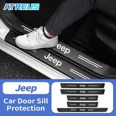 Para Jeep Fibra De Carbono Adesivo Protetor De Porta De Carro Auto Threshold Tiras Anti-risco Protetor De Porta-Malas Jeep Renegade Compass 2023 Willys Wrangler jk Grand Cherokee