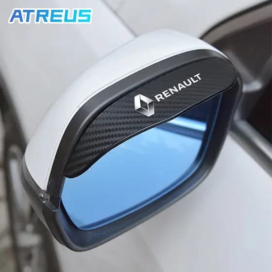 2 Peças Para Renault Carro De Fibra De Carbono Vista Traseira Espelho De Chuva À Prova Acessórios Renault Clio Fluence Duster Megane 2 Sandero Kwid Logan Captur Scenic Kiger Koleos