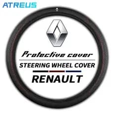 Para Renault Couro Capa Protetora Do Volante Carro Anti-Derrapante Absorção De Suor Capa Do Volante Automotivo