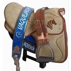 Sela completa camursa 16 pol vaquejada cavalo semi profissional