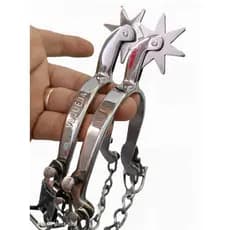 Par esporas inox 7 d. vaquejada cavalo + correias cavalgada