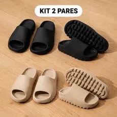 Kit 2 Pares Chinelo Slide Unissex Leve Macio Dia a Dia Confortável