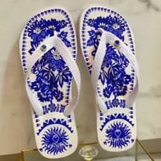 Chinelo Feminino Floral Vermelho Macio Leve Antiderrapante Praia Casual