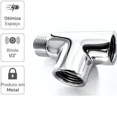 Adaptador Conexão T Cromado Caixa Acoplada  e Ducha Higiênica Metal