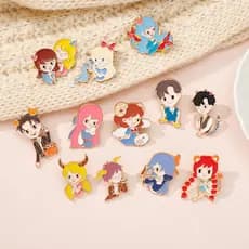 Conjunto De 12 Alfinetes Esmaltados Do Zodíaco , Broches Fofos De Constelação , De Lapela Para Mochilas , Emblemas , Pre