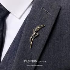 1Pc Retro Trigo Orelha Broche Folha Pino Colar Fivela Acessório Presente Masculino
