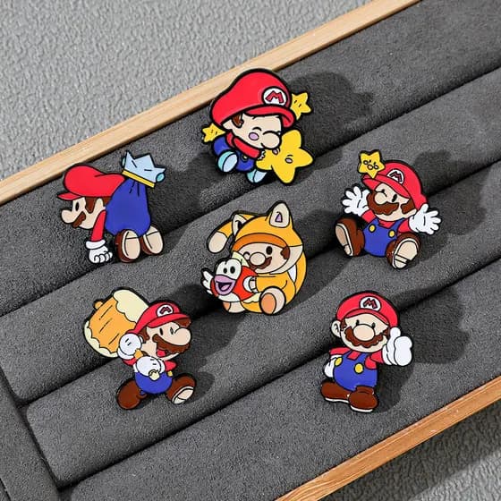 6 Pçs/Set Super Mario Esmalte Pin Clássico Jogo Personagem Broche De Metal Distintivo De Lapela