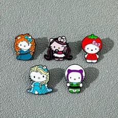 4 Pçs/Set Bonito Kawaii Sanrio Princesa Hello Kitty Pinos Esmaltados Liga De Metal Gotejamento Broche De Óleo Emblemas