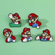 5 Pçs/Set Dos Desenhos Animados Super Mario Bro Cogumelo Esmalte Pin Jogo Clássico Broche De Metal Distintivo