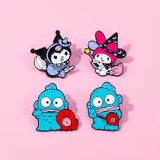 4 Pçs/Set Sanrio Broche De Metal Kuromi My Melody Clownfish Liga Lapela Pin Distintivo Para Roupas De Mochila