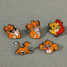 5 Pçs/Set Rei Leão Simba Esmalte Pin Liga Gotejando Óleo Metal Broche Crachá Decorativo Lapela