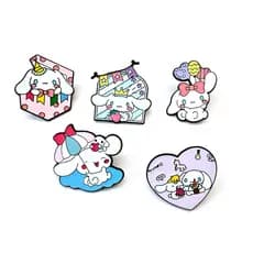 5 Pçs/Set Bonito Cinnamoroll Broche Esmalte Lapela Pin Cartoon Dog Badge Para Roupas Mochila Decoração
