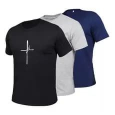 Camiseta long line ADULTO masculino manga curta estampada Fé