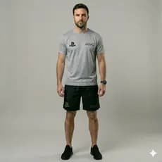 Kit Gamer Dry Fit PlayStation + Short Tec Tell Premium Academia Treino Casual do P ao GG