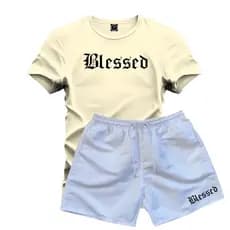 Conjunto Camiseta  100% Algodão + Short Tactel Branco
