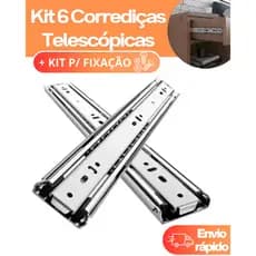 Kit 6 Corrediças Gaveta 30 ou 35cm + Parafusos – Aço Reforçado e Deslizamento Suave | Kit 1, 2 ou 3