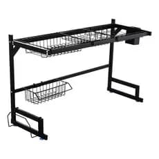 Escorredor de Pratos Rack Organizador Louça Copos Talheres em Aço Inoxidável Cozinha 85cm Praticidade Pia PF19