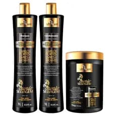Kit Shampoo Condicionador Máscara Hidratação Cavalo Selvagem Força Crescimento Nutrição BrilhoNutriMaxi 1L/Kg