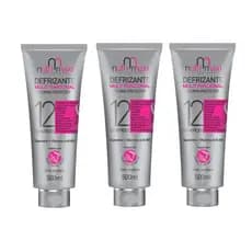 KIT Defrizante Capilar Profissional Termoativado Anti Frizz Proteção Térmica Escova Chapinha... Nutri Maxi 500ml c/03un