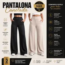 Kit 2 Calça Canelada PREMIUM Com Bolso Cintura Alta PROMOÇÃO