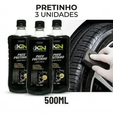 KIT 3UN Pretinho Limpa Pneu automotivo KN 500ml Brilho iIntenso roda de carro moto caminhão
