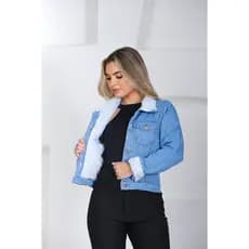 Jaqueta Jeans Feminina Peluciada Inverno Forrada Quentinha