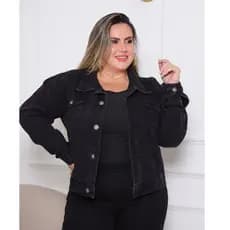 Jaqueta Jeans Feminina Plus Size Black