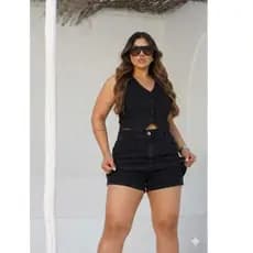 Shorts Saia Jeans Feminino Cintura Alta Premium