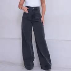 Calça Jeans feminina Wide Leg Pantalona Cintura Alta