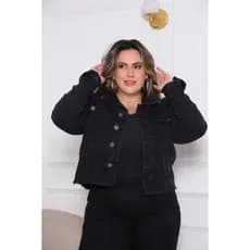 Jaqueta Jeans Plus Size Feminina Barra Desfiada Premium 100% Algodão