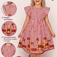Vestido Infantil Menina  Listrado Barrado Luxo Para Festas  Disponível Em 2 Cores
