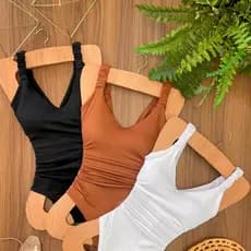 Croped Feminino Blusa Blusinha Com Bojo Elegante