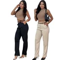 calça feminina social alfaiataria zra com zíper lateral