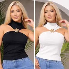 Cropped Feminino Blusa Blusinha Com Bojo Elegante