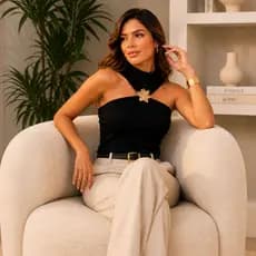 Blusinha Feminina Social Blusa Cropped Com Bojo Elegante