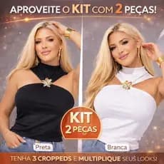 Kit 2 Blusa Feminina Blusinha Cropped Com Bojo