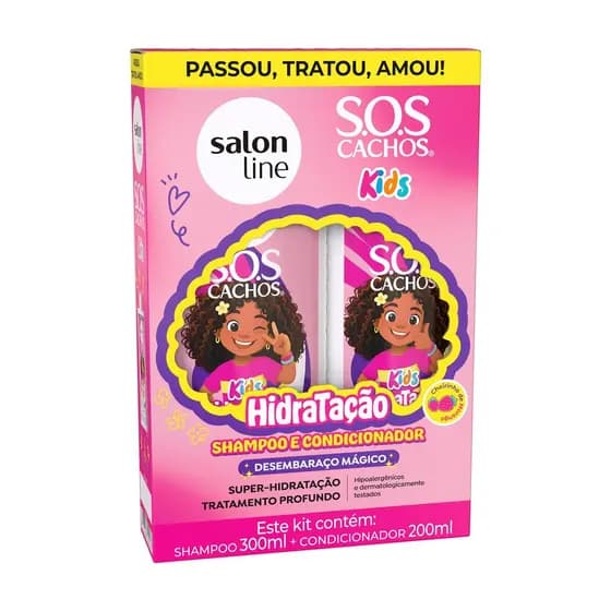 Kit Shampoo 300ml + Condicionador 200ml SOS Cachos Kids Hidratação