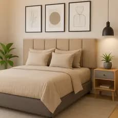 Cabeceira Premium Estofada Cama Box Casal 1.40 - Bege Suede
