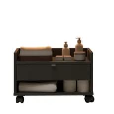 Gabinete Móvel Para Banheiro Com Rodinhas  Prisma - Preto