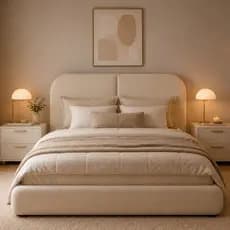 Cabeceira Estofada Casal Queen King Moderna Orgânica Tecido Linho Bouclê Suede Painel Cama Box