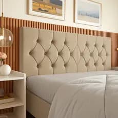 Cabeceira de Cama Box Casal Queen King Capitonê em Suede Estofado Com Suporte Fixação Na Parede